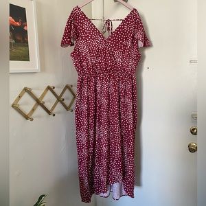 Bloom Chic Midi Maroon Summer Dress with Butterfly Print